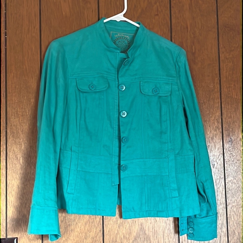 Turquoise short jacket, petite 10